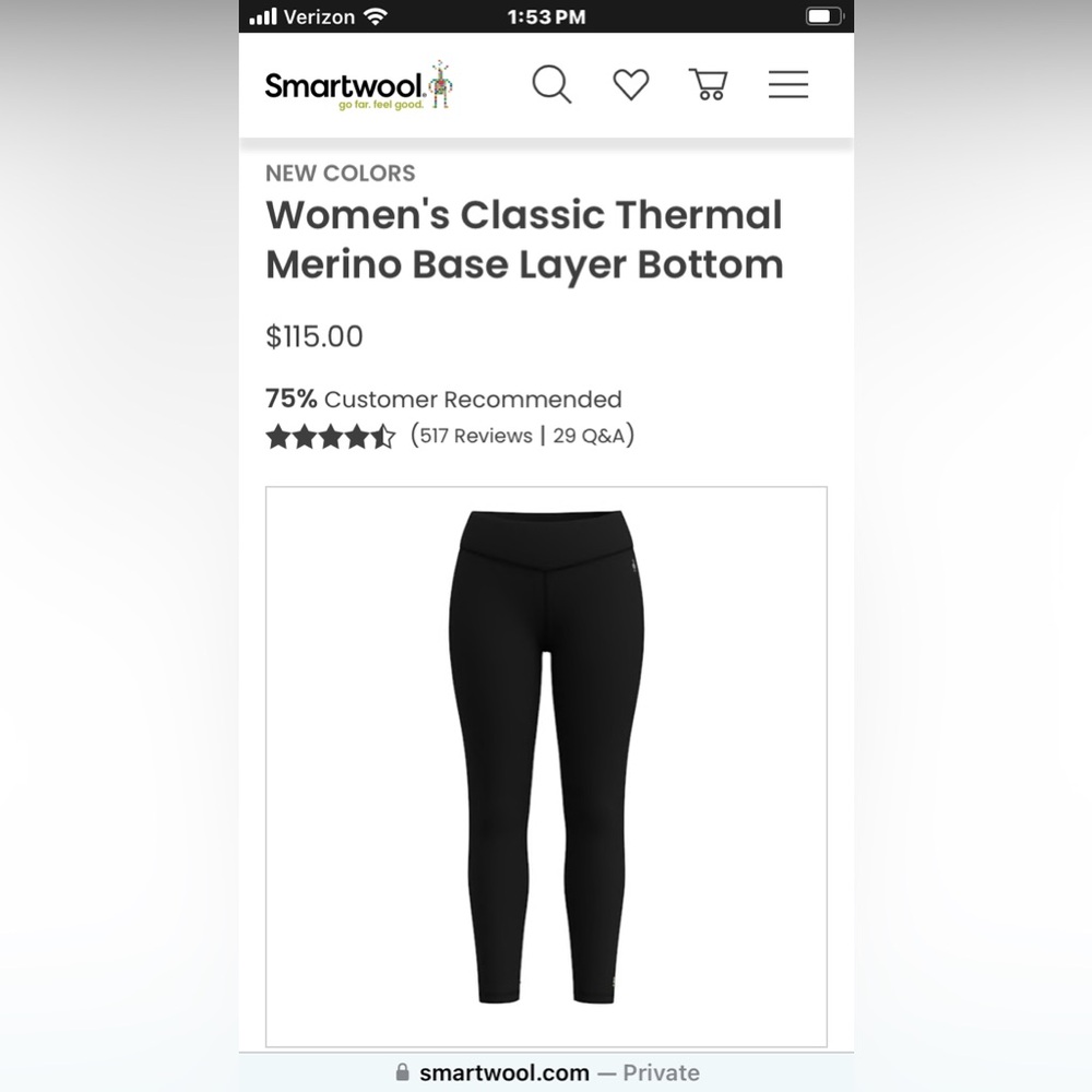 Smartwool Thermal Merino Base Layer Bottoms